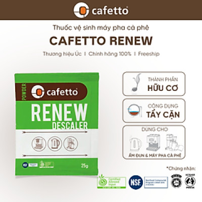 [Hàng chính hãng] Bột vệ sinh, tẩy cặn hữu cơ dành cho máy pha cafe, ấm đun nước - Cafetto Renew (25g)