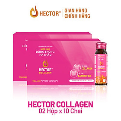 Bộ 2 Hộp 10 Chai Nước Uống Đông Trùng Hạ Thảo HECTOR Collagen chống lão hóa da cấp ẩm (20x50ml)
