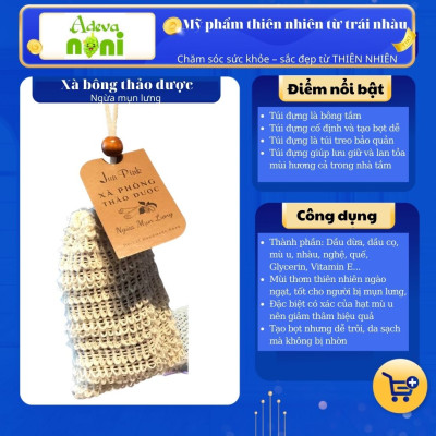 Xà phòng/xà bông ngừa mụn lưng Adeva Noni - Tinh dầu quế thơm nồng ấm, Glycerin thảo dược làm mềm da, ít bọt, nhanh sạch, không cần xả nhiều nước