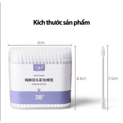 Hộp 200 Tăm Bông Ngoáy Tai 2 Đầu Xoắn Nhọn – Nhiều Màu Sắc, Tiện Dụng - HÀNG CHÍNH HÃNG MINIIN