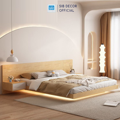 Giường Ngủ Tatami Tối Giản Hiện Đại Màu Trắng Có Đèn LED SIB Decor GN31