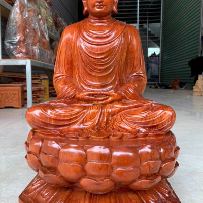 Tượng phật thích ca bằng gỗ hương đá kt cao 50×28×28cm 