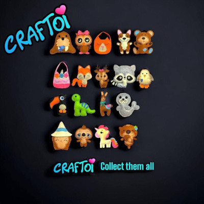 KIM NHỰA Bộ Thủ Công Trẻ Tự Làm Thú Bông 5+ CAT BAG Craftoi Felt Sewing toy prepunched holes plastic needle