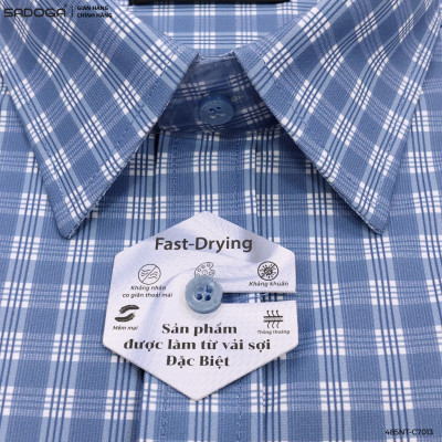 Áo Sơ Mi Nam Nhanh Khô Kẻ Caro Classic, Chất Liệu Thấm Hút Mồ Hôi Vượt Trội C7013