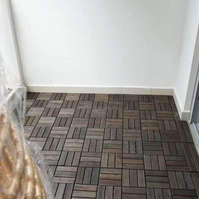 Vỉ Gỗ Lót Sàn Ban Công Thương Hiệu ANKAN Gu Màu Đen 12 Nan, Ván Lót Sàn Gỗ Tự Nhiên Dùng Để Lót Sân Vườn, Hồ Bơi, Phòng Spa, Siêu Bền, Chịu Nước Tốt, Chống Trơn Trượt, Tiêu Chuẩn Xuất Khẩu