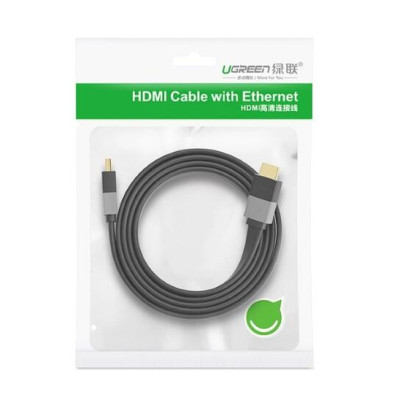 Ugreen UG30109HD120TK 1.5M màu Đen Cáp tín hiệu HDMI vỏ nhựa PVC cao cấp cáp dẹt - HÀNG CHÍNH HÃNG