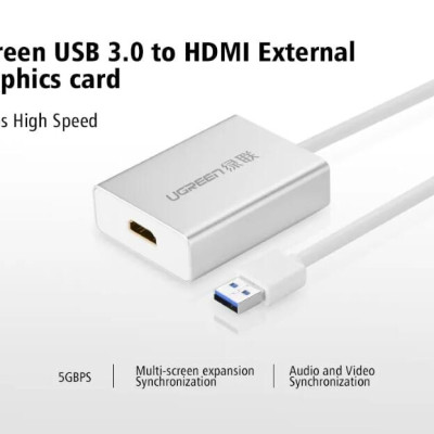 Ugreen UG4022940229TK 80CM Cáp chuyển USB 3.0 sang HDMI cao cấp - HÀNG CHÍNH HÃNG