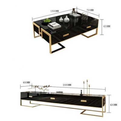 Bàn Trà Và Kệ Tivi Mặt Đá Nhập Khẩu Juno Sofa HHP-SET616-20 Hiện Đại