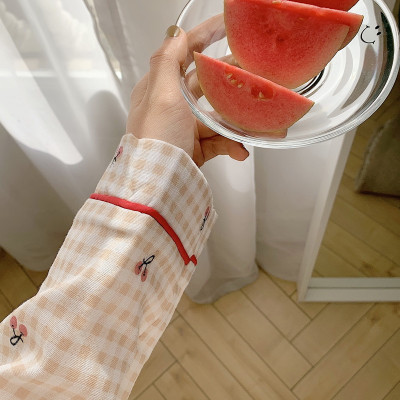 Bộ Pijama Nữ Bộ Ngủ Mặc Nhà Nữ Dài Tay Thu Đông Họa Tiết Bánh Bèo Sợi Tơ Sữa Mềm Mịn