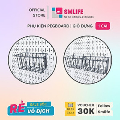 Giỏ đựng Pegboard 10x20cm - Làm bằng thép que, bọc nhựa hiện đại - Phụ kiện bảng treo dụng cụ cơ khí