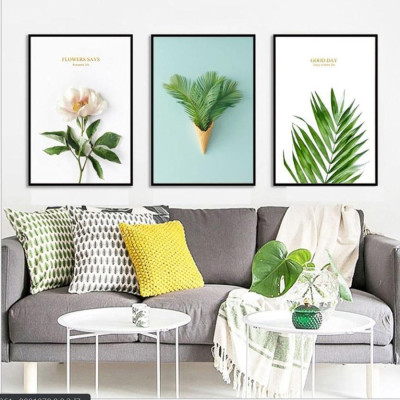 Bộ 3 tranh treo tường trên nền canvas hình rừng nhiệt đới xinh xắn trang trí phòng khách cỡ 25x35cm x 3 tranh