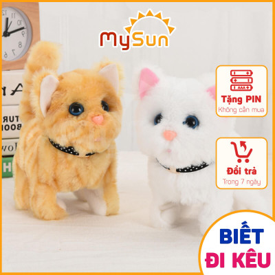Đồ chơi cho bé MySun - Robot thú cưng con mèo, thỏ biết đi biết nhảy, biết kêu, vẫy đuôi (tặng PIN AA)
