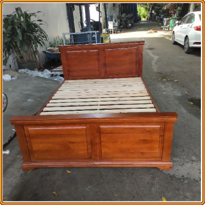 Giường ngủ gỗ sồi Tundo màu nâu gỗ xoan đào 212 x 175 x 100cm