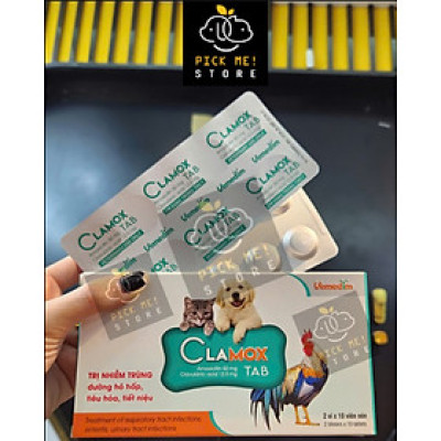 Vemedim Clamox Tab Viên Uống Nhiễm Trùng Hô Hấp, Tiết Niệu cho Chó Mèo, Chim, Gà