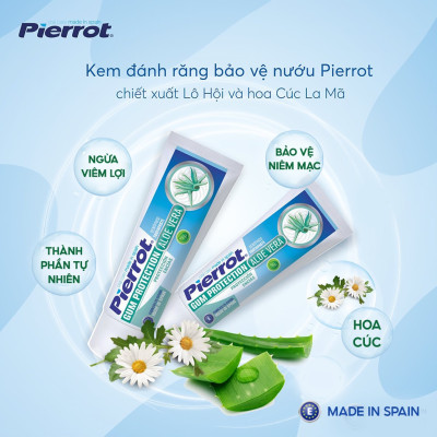 [ Mua 2 tặng 1 bàn chải ] Kem đánh răng bảo vệ nướu chiết xuất lô hội PIERROT 75ml