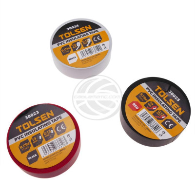 BĂNG KEO ĐIỆN ĐEN, TRẮNG, ĐỎ 9,15M TOLSEN 38023, 38024, 38025 - HÀNG CHÍNH HÃNG