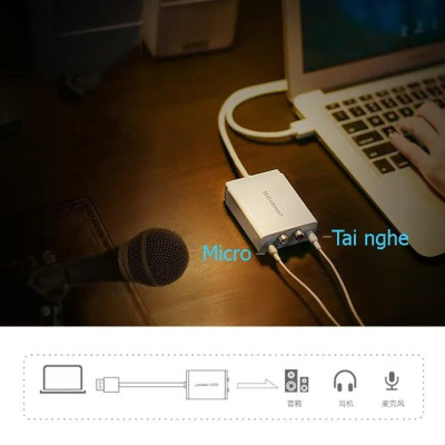 Ugreen UG3052130521TK 1M màu Trắng Bộ chuyển USB 2.0 sang 2 đầu bông sen + Loa + MIC - HÀNG CHÍNH HÃNG