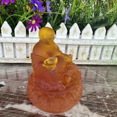 Tượng di lặc ngồi đá lưu ly - Cao 10 cm