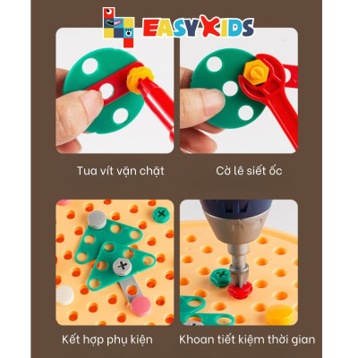 Đồ Chơi Lắp Ráp Lắp Ghép Vali Kỹ Sư Cho Bé, Đồ Chơi Nhập Vai Kèm Khoan Điện, Vặn Ốc Vít