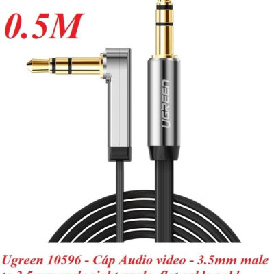Ugreen UG10596AV119TK 0.5M màu Đen Cáp âm thanh 2 đầu 3.5mm dương đầu vuông góc mạ vàng - HÀNG CHÍNH HÃNG
