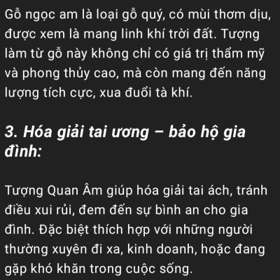 Tượng mẹ quan âm bồ tát bằng gỗ ngọc Am thơm nức cao 30x9x9cm