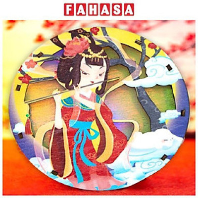 Lồng Đèn Trung Thu Gỗ Mộc Màu : Đèn Hằng Tròn - Bách Mộc 04 (Có Kèm Pin)