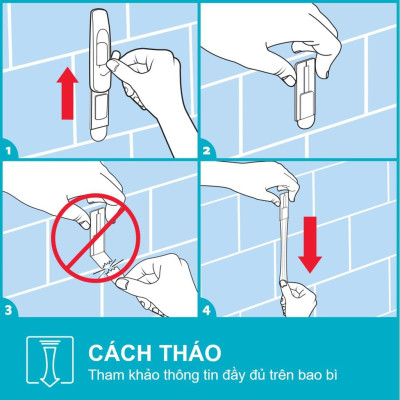 Móc dán tường chống thấm nước Command 3M vỉ 2 cái cỡ vừa chịu lực 1.3kg - Độ bền cao, bám cực chắc, tháo cực dễ 17001B