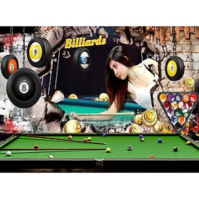 TRANH DÁN TƯỜNG TRANG TRÍ  TIỆM BIDA BILLARDS 2(có làm theo kích thước yêu cầu)