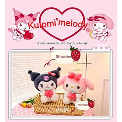 Gấu bông Melody ôm dâu đáng yêu - Size từ 30cm đến 85cm - Quà tặng gấu bông Kuromi mềm mại cao cấp - Gối ôm cho bé.