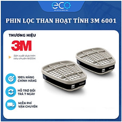Phin lọc than hoạt tính 3M 6001 lọc hơi hữu cơ, phun thuốc, phun sơn, lọc mùi dùng cho mặt nạ phòng độc 3M chính hãng (1 CẶP)
