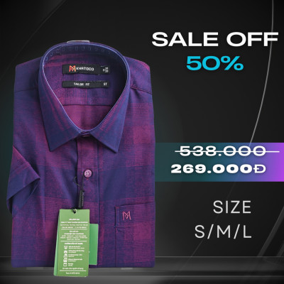 Áo sơ mi tay ngắn Khatoco sale off 50%