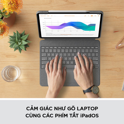 Bao da kèm bàn phím Logitech Combo Touch dành cho iPad Pro 12.9 inch (gen 5) - Bàn phím Backlit có thể tháo rời, Trackpad siêu nhạy - Hàng chính hãng