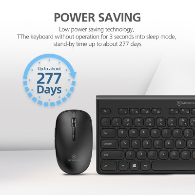 Bộ Bàn Phím Kèm Chuột Không Dây MicroPack iFREE MINI 2 KM-228W Gọn Nhẹ Tiết Kiệm Điện Thời Gian Chờ Đến 277 Ngày Hàng Chính Hãng