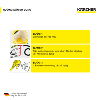 Máy hút bụi đa năng khô và ướt  WD 3 V Car dành cho Karcher - Công suất 1000W - Dùng cho gia đình và ô tô - Hàng Chính Hãng