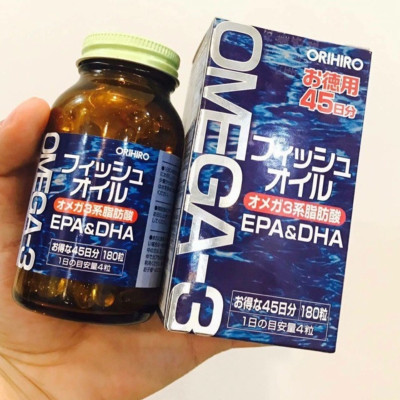 Viên Uống Dầu Cá Fish Oil Bổ Mắt, Bổ Não, Hỗ Trợ Tim Mạch Omega 3 Orihiro 180 Viên Nhật Bản