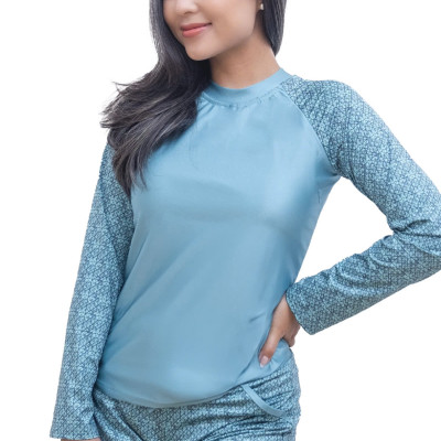 Bộ đồ bơi nữ tay dài LMcation Quinn- Xanh ngọc thổ cẩm