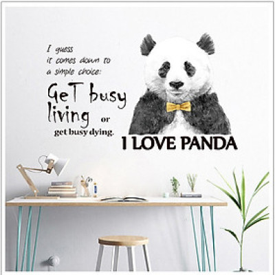 Decal dán tường I love Panda và thông điệp ý nghĩa AmyShop DKN101 (70 x 80 cm)