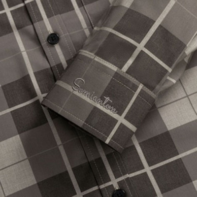 Áo Sơ Mi Nam Trung Niên Công Sở Dài Tay Thương Hiệu Anton Vải Sợi Tre Kẻ Caro Màu Nâu - YAC135