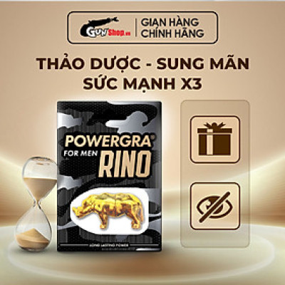 Viên uống phục hồi và tăng cường sức khỏe sinh lý nam giới Powergra Rino - Vỉ dùng thử 1 viên