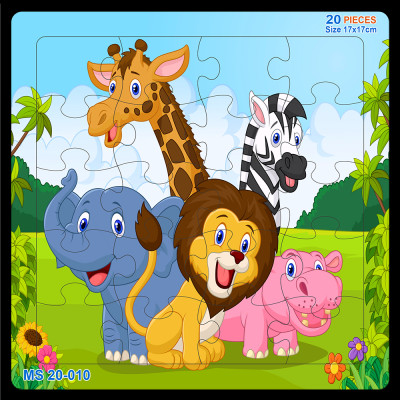 05 bộ tranh xếp hình 20 mảnh size 17x17cm – đồ chơi trí tuệ cho bé từ 2 tuổi – Combo Động vật dễ thương 2