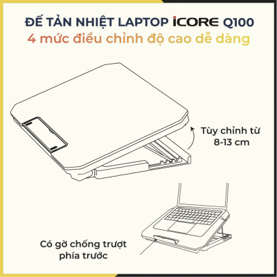 Đế tản nhiệt laptop iCore Q100 - Hàng Chính Hãng