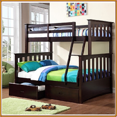Giường 2 tầng Tundo màu nâu kèm 2 hộc kéo 1m/1m4