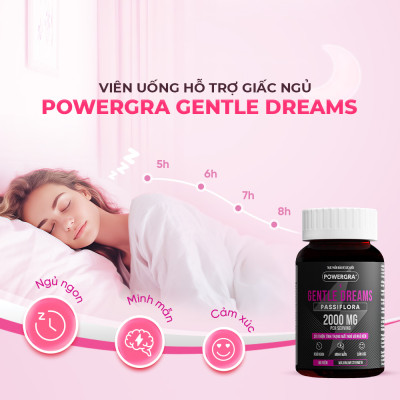 Viên uống cải thiện tình trạng mất ngủ và ngủ kém Powergra Gentle Dreams - Hộp 60 viên
