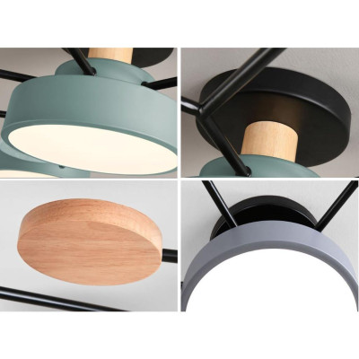 Đèn trần hiện đại MACARON 6 tay với 3 chế độ màu ánh sáng hiện đại