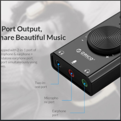 Bộ Chuyển Đổi Card Âm Thanh USB 2.0 ORICO-SC2-BK-BP  Sang Mic + Loa - Hàng chính hãng