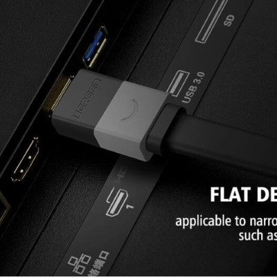 Ugreen UG30109HD120TK 1.5M màu Đen Cáp tín hiệu HDMI vỏ nhựa PVC cao cấp cáp dẹt - HÀNG CHÍNH HÃNG