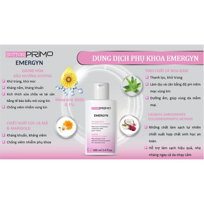 Dung Dịch Vệ Sinh Cho Nam & Nữ Giúp Làm Sạch, Giảm Nấm Phụ Khoa DottorPrimo Emergyn (Chai 100ml)