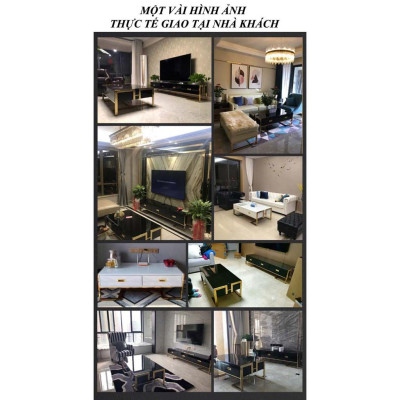 Bàn Trà Và Kệ Tivi Mặt Đá Nhập Khẩu Juno Sofa HHP-SET616-20 Hiện Đại