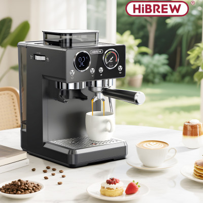 Máy pha và xay cà phê bán tự động 3 trong 1 Espresso, Cappuccino, Latte. Kết hợp 20 chế độ xay. Thương hiệu Mỹ cao cấp HiBREW - H20. HÀNG CHÍNH HÃNG