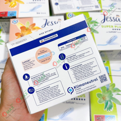 TAMPONS JESSA Đức Dạng Nút - Siêu Thấm Hút - Tiện Lợi - Nhỏ Gọn Dễ Dùng - Hàng Nhập Khẩu - Đủ Các Giọt - Tampon Jessa